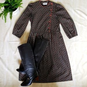 Vintage 70s/80s black/brown boho babydoll dress